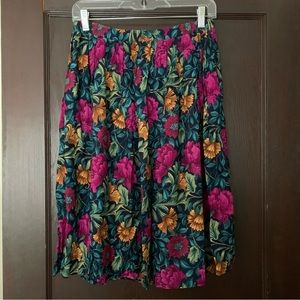 Thrifted Floral Patterned Circle Skirt